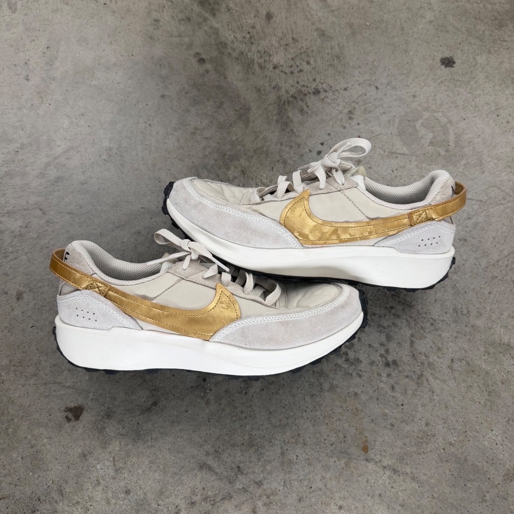 Nike Waffle Debut Sail Gold White Sneakers FD0551-100 Womens 9.5 Low Top Shoes